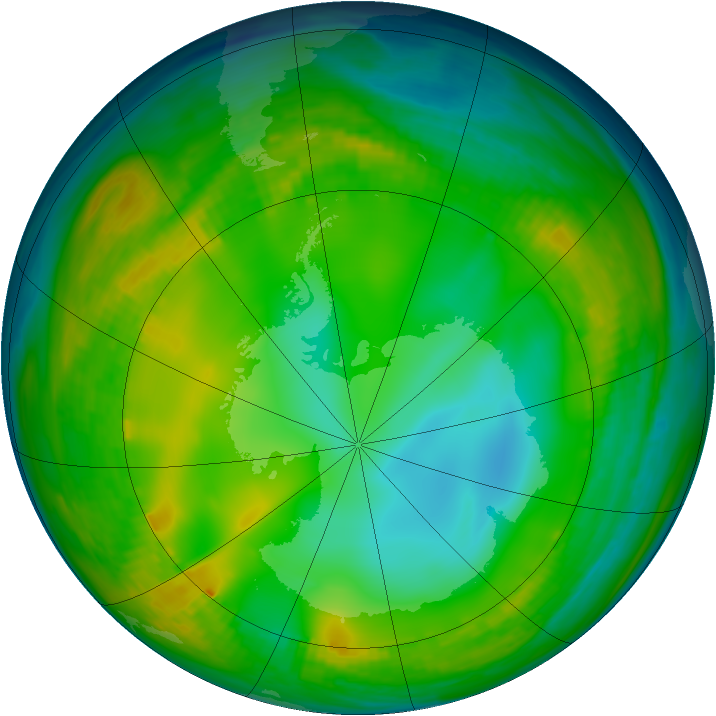 Antarctic ozone map for 13 June 1980